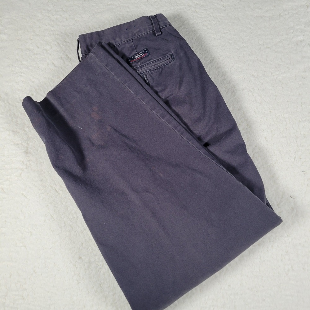 Polo Ralph Lauren Chinos Mens Size 32x27 Navy Blue Straight Leg Cotton Trousers